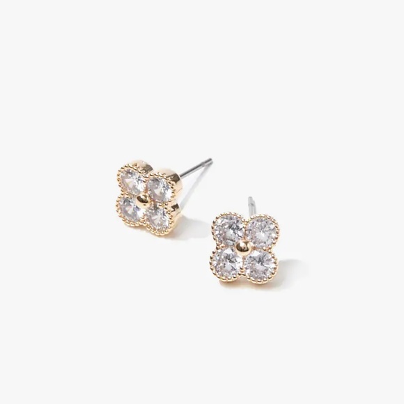 BRAND NEW CZ Floral Stud Earrings - Picture 1 of 1